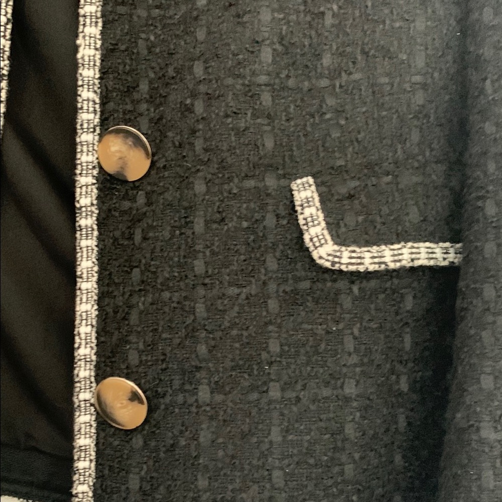 NWT - Ann Taylor Black Tweed Jacket/Blazer with White Trim - Picture 2 of 7